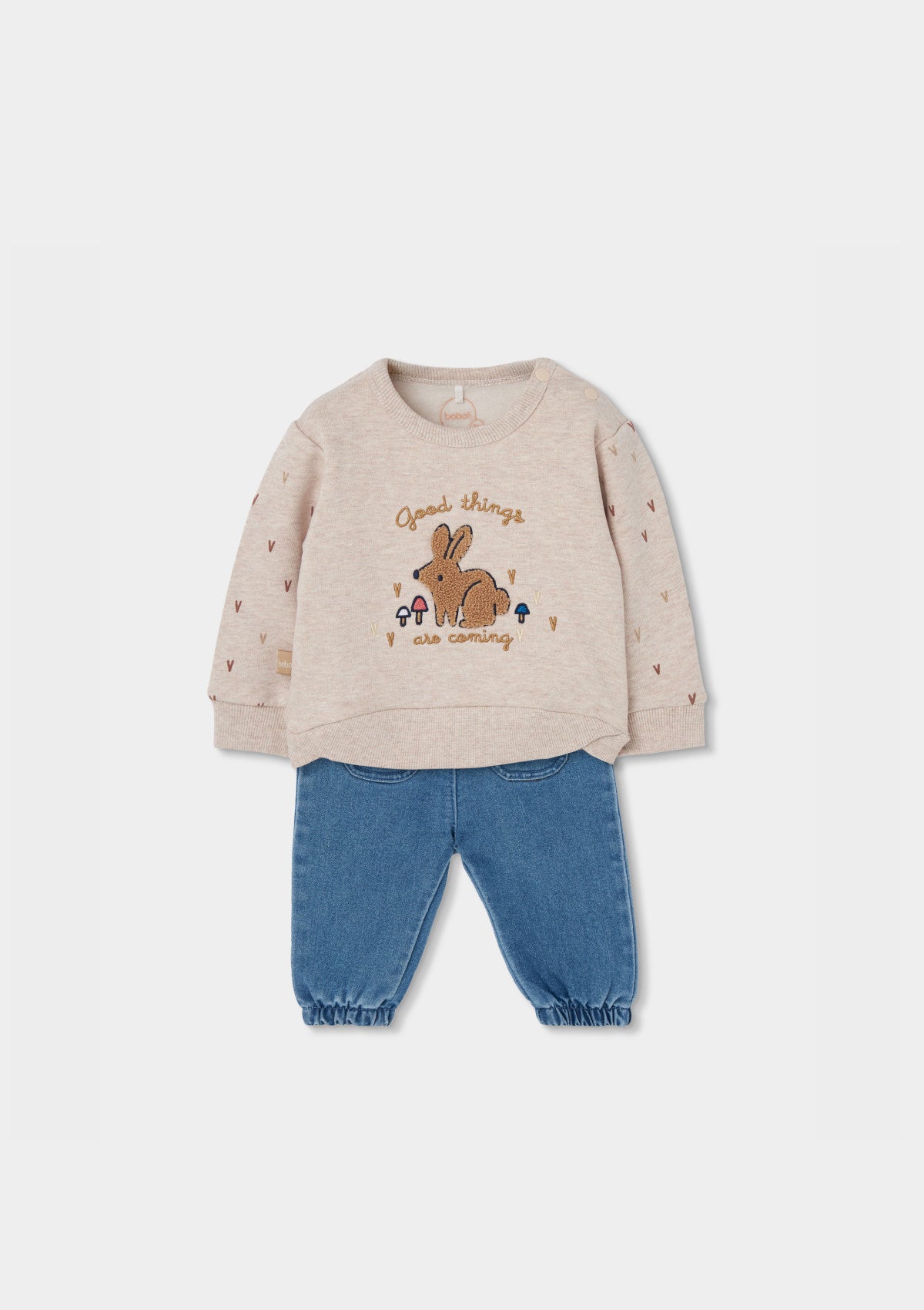 Conjunto com bordado de coelhinho - BOBOLI