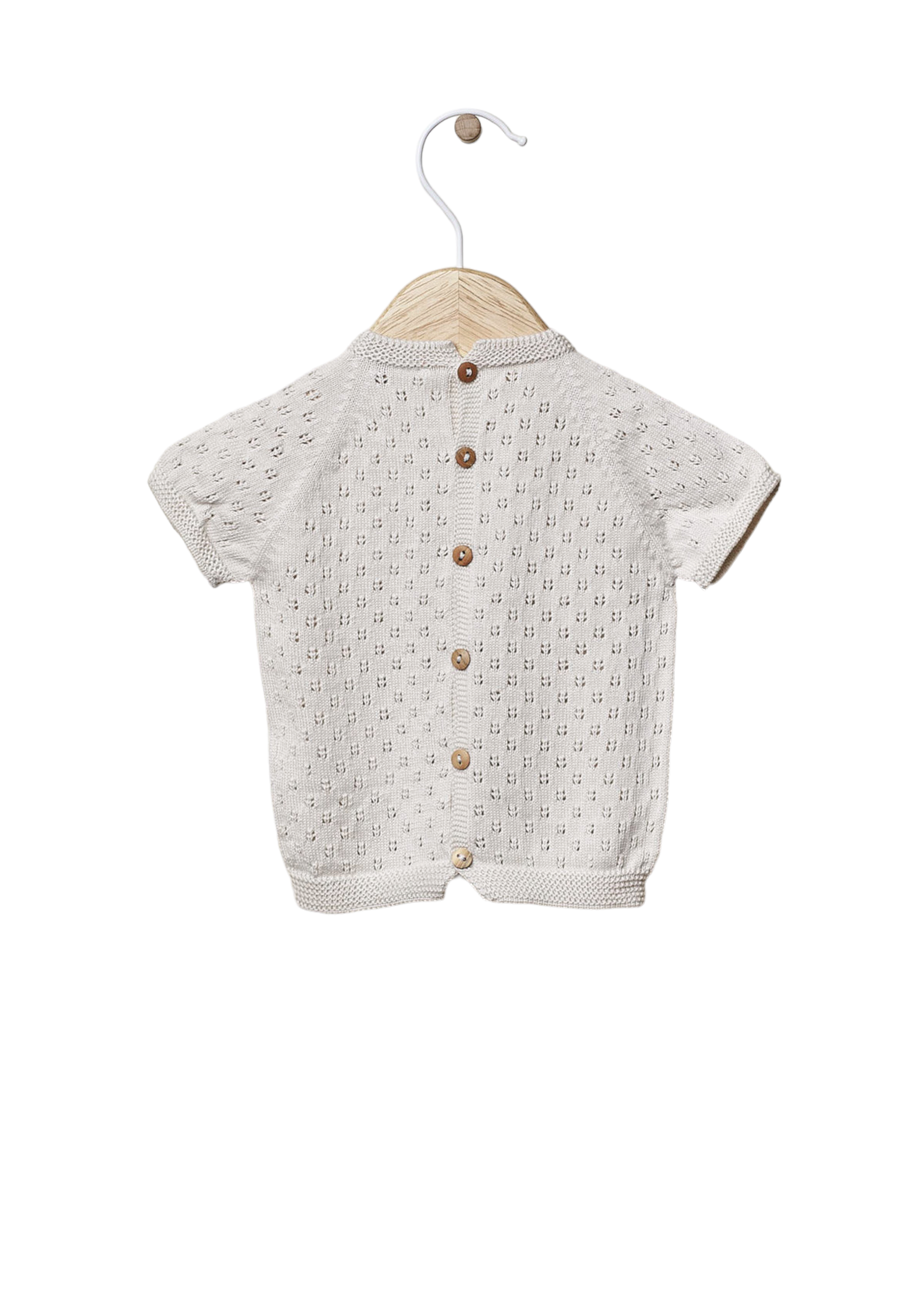 Camisola de manga curta tricotada em algodão orgânico | OCEAN FLOWER - WEDOBLE