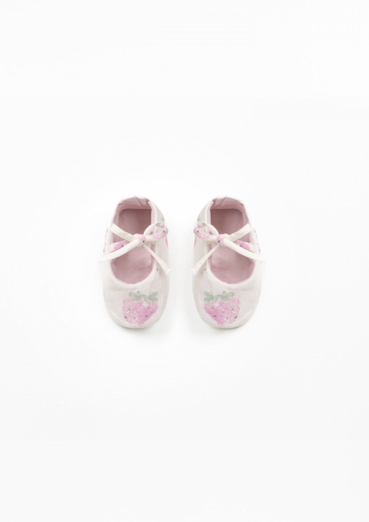 Sapatos de tecido e linho com bordado de morangos - PLAYUP