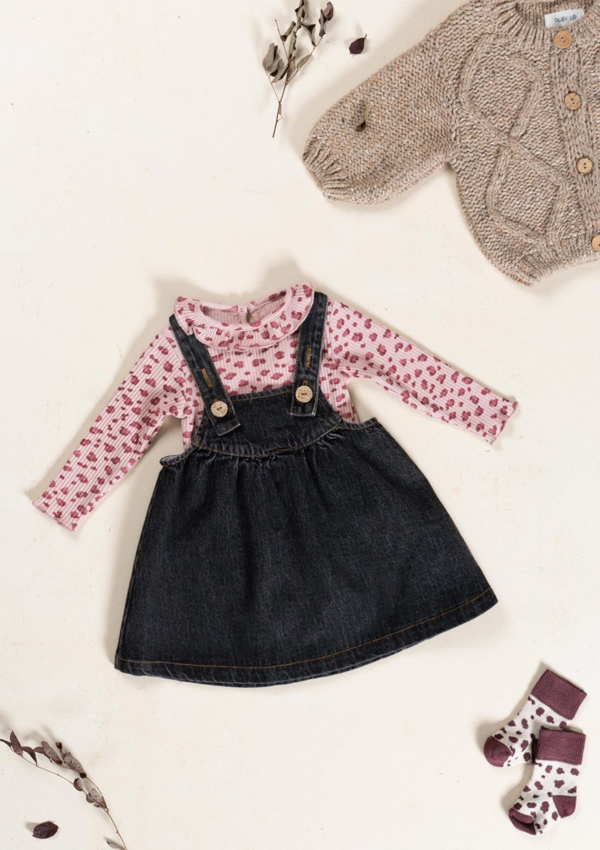 Organic cotton knit bodysuit with print - PLAYUP