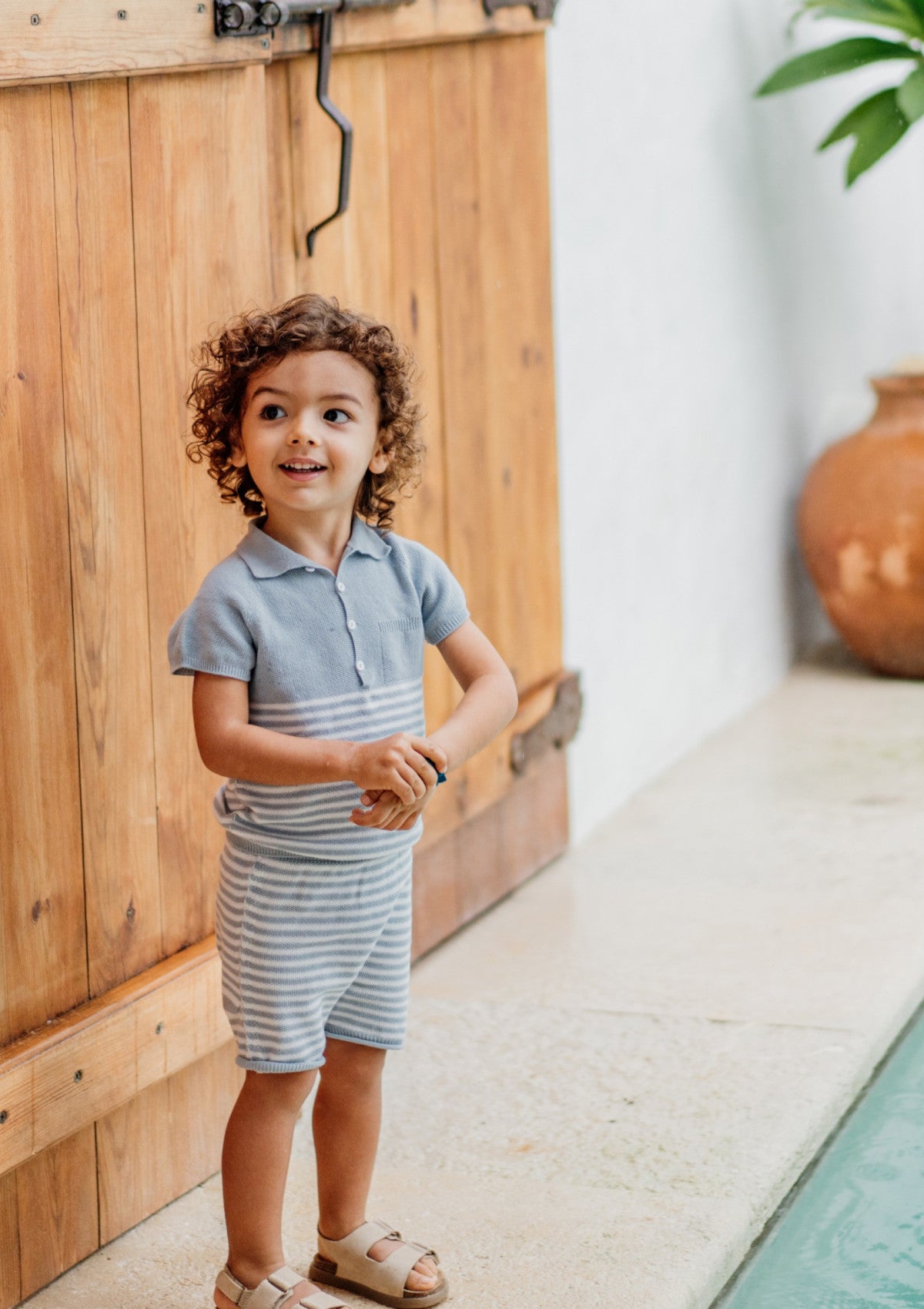 Calções tricotados em algodão com riscas | LITTLE LOVE - WEDOBLE