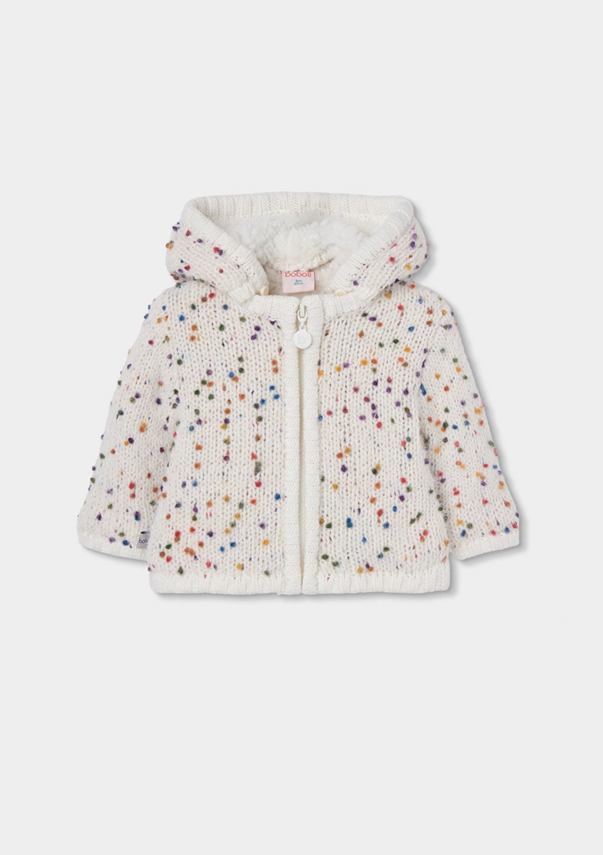 Casaco branco de tricô com bolinhas coloridas - BOBOLI