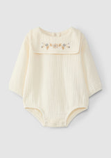 Bodysuit with wool yarn embroidery - SNUG