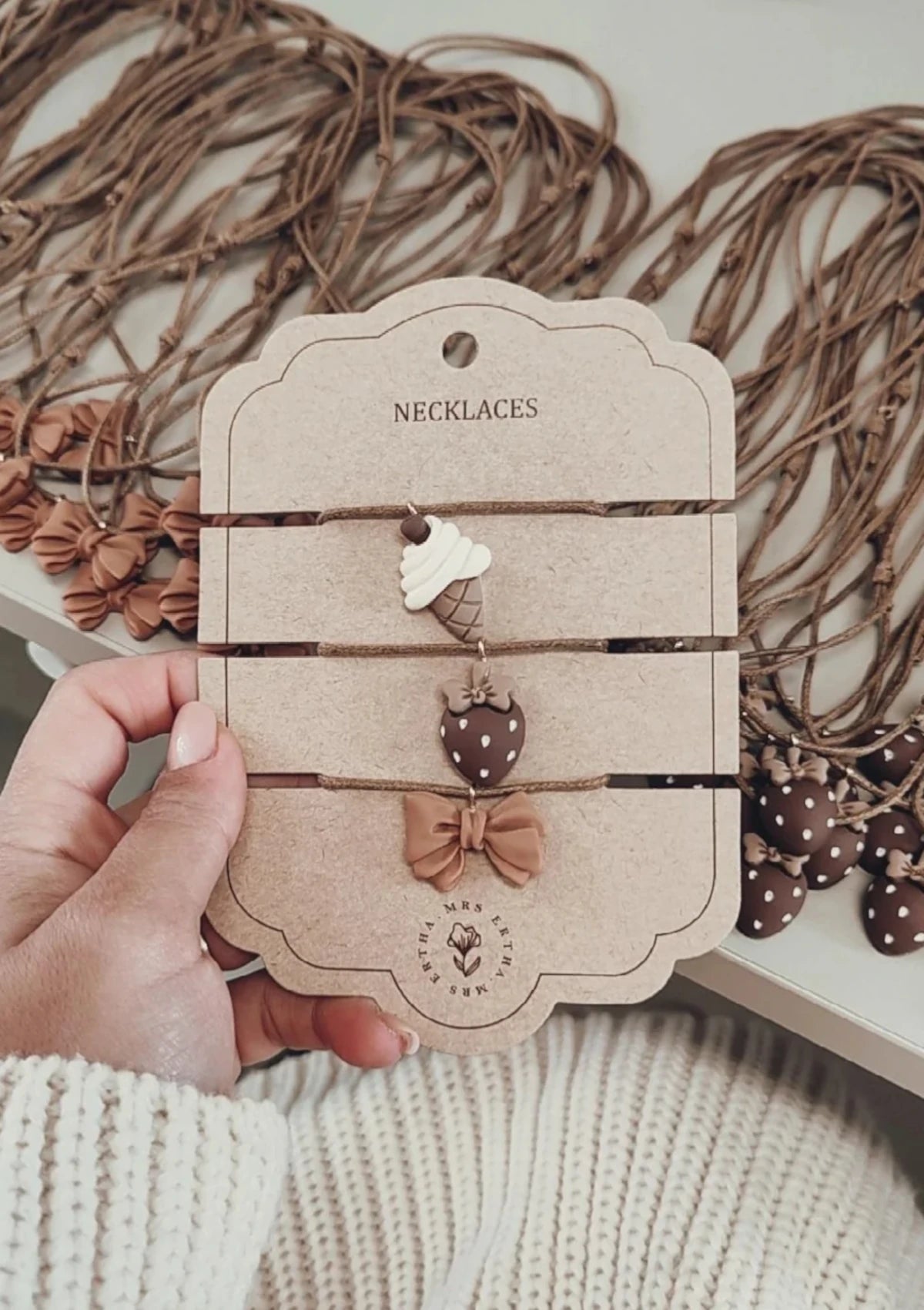 Pack de 3 Colares - Gelado + Morango + Laço - Mrs Ertha