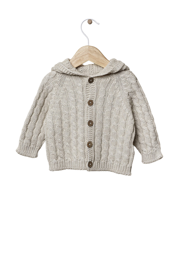 Hooded cardigan knitted in cotton | OCEAN - WEDOBLE