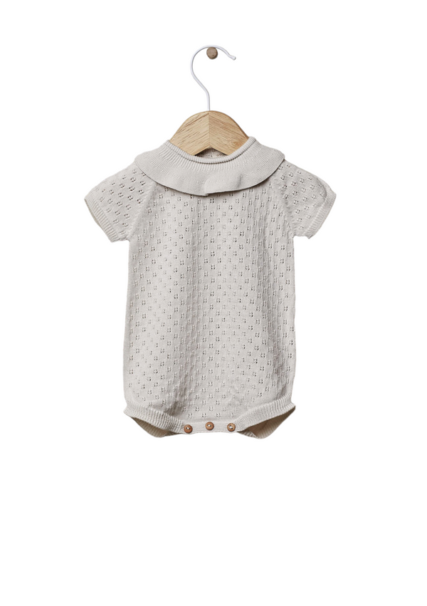 Short-sleeved shortie knitted in organic cotton | OCEAN FLOWER - WEDOBLE