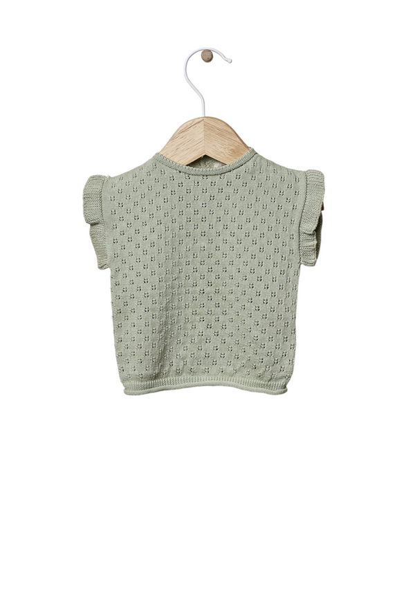 Short-sleeved sweater knitted in cotton | OCEAN FLOWER - WEDOBLE