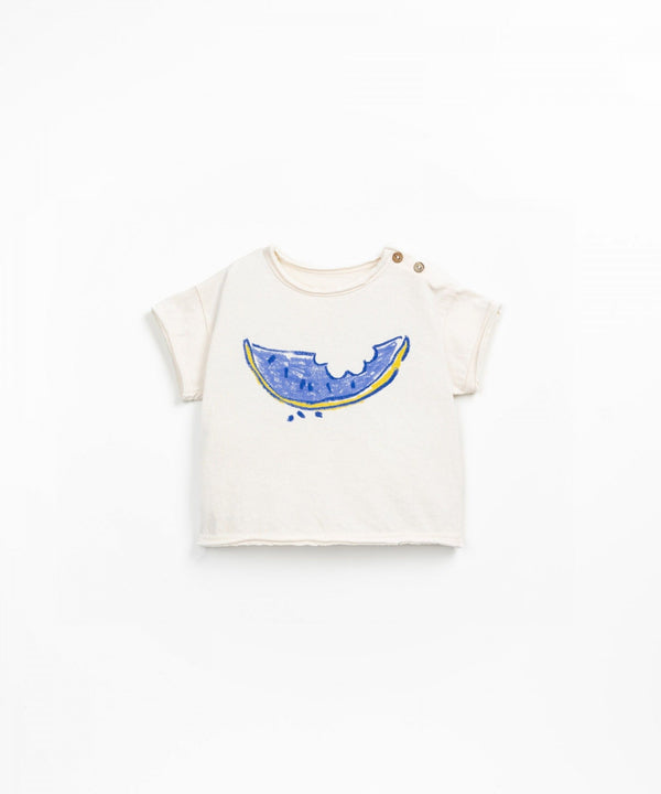 T-shirt in organic and recycled cotton with watermelon print - PLAYUP