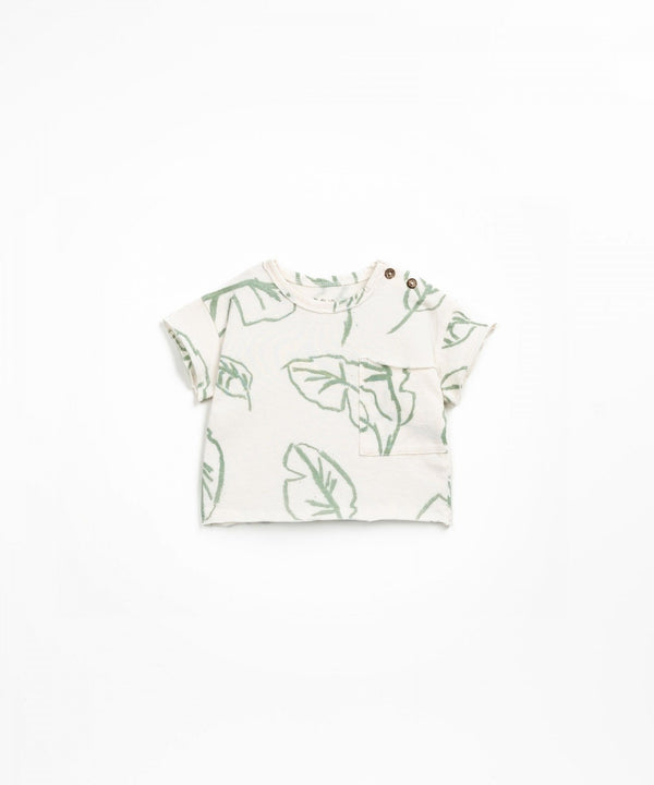 T-shirt in organic and recycled cotton with leaf print - PLAYUP