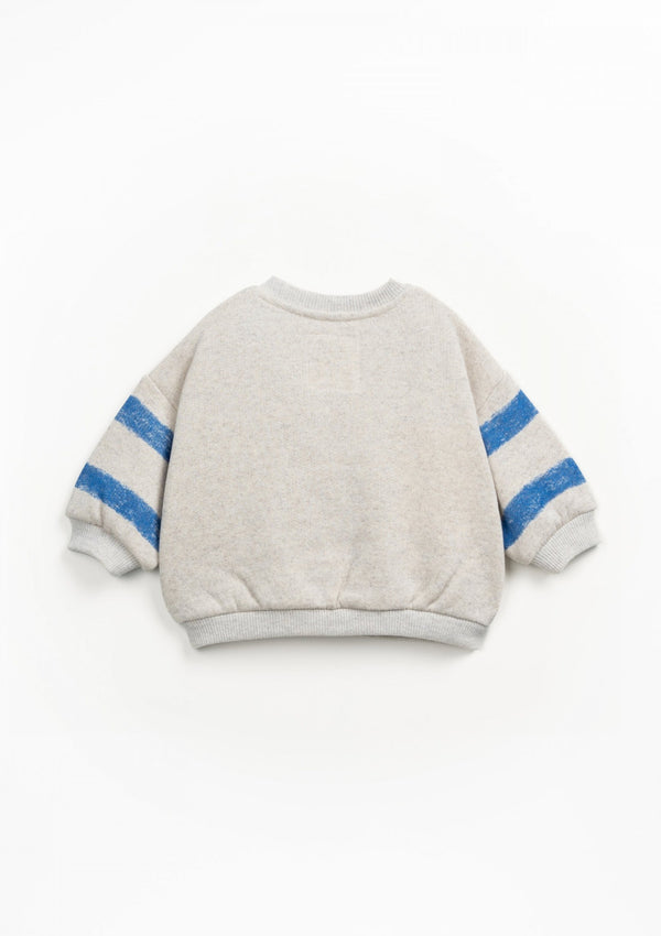 Sweatshirt with coconut buttons and striped cotton with recycled fibers - playup