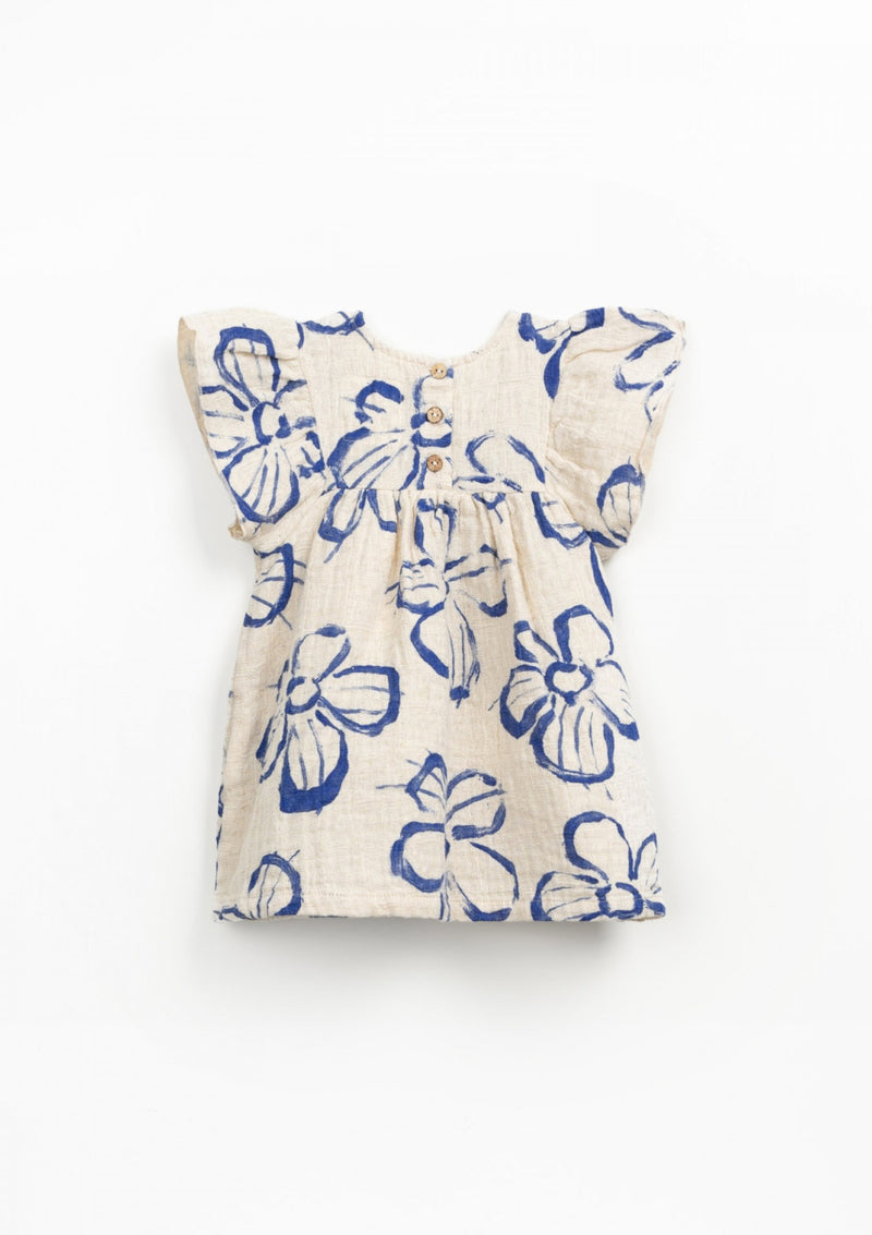 Cotton and linen dress with floral print - PLAYUP