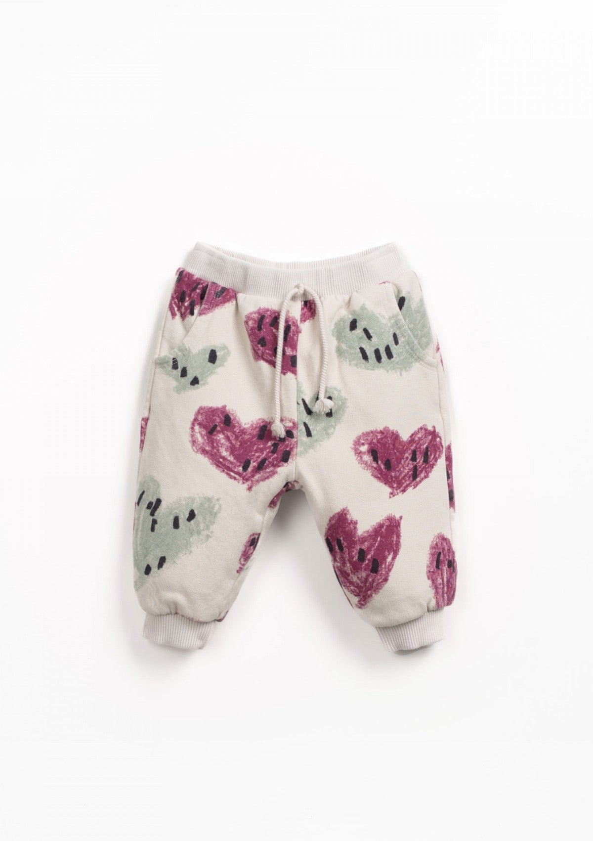 Calça de felpa com estampado de corações - PLAYUP