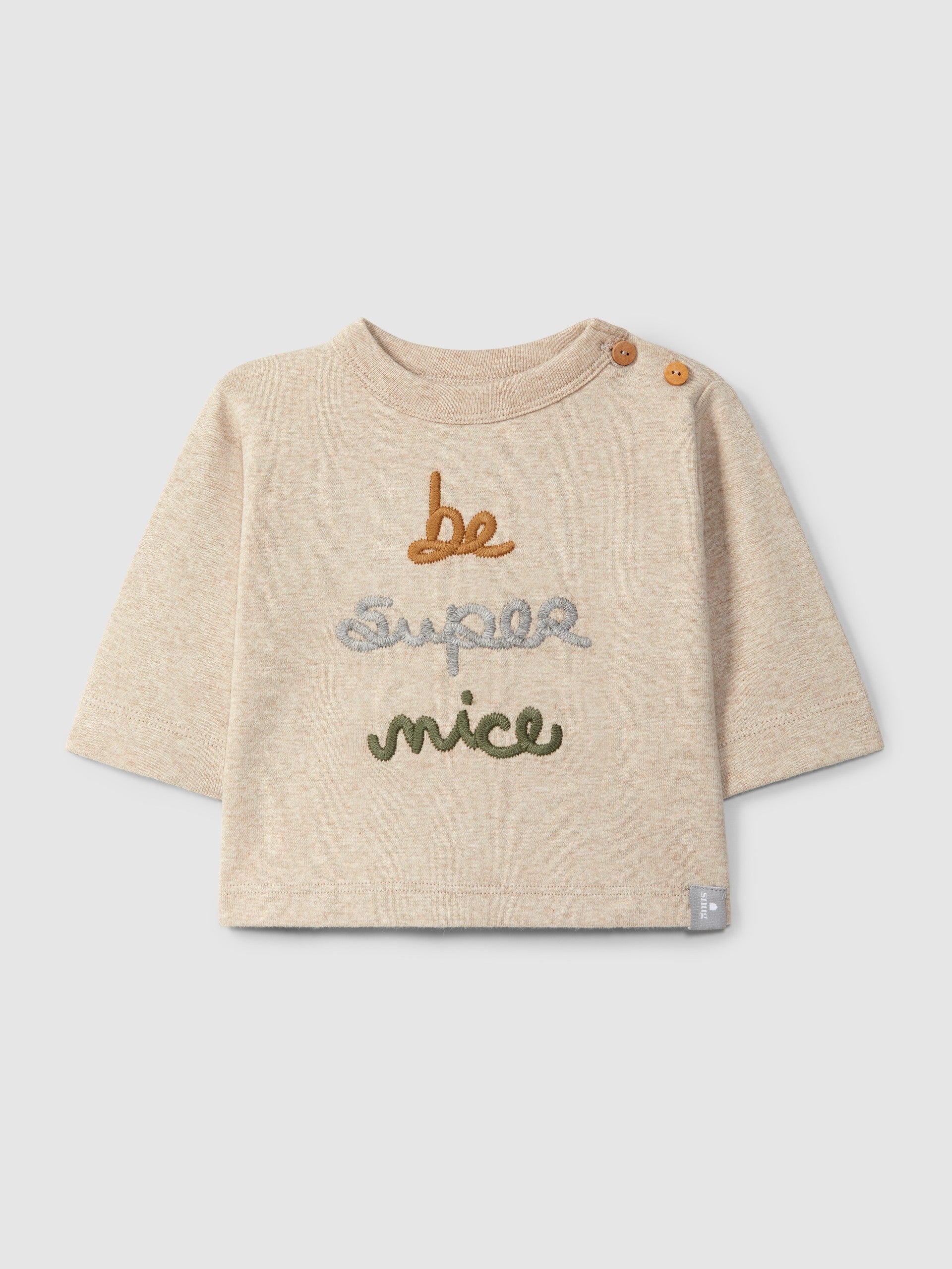 Longsleeve em algodão com bordado "be super nice" - SNUG