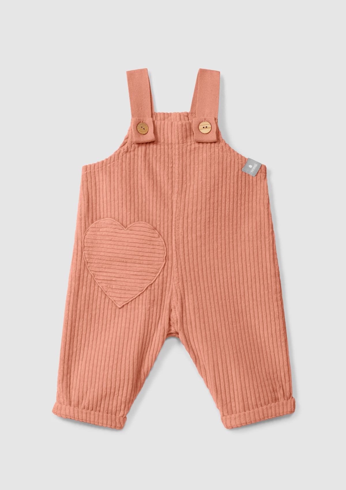 Jardineiras em veludo canelado com bolso coração - SNUG