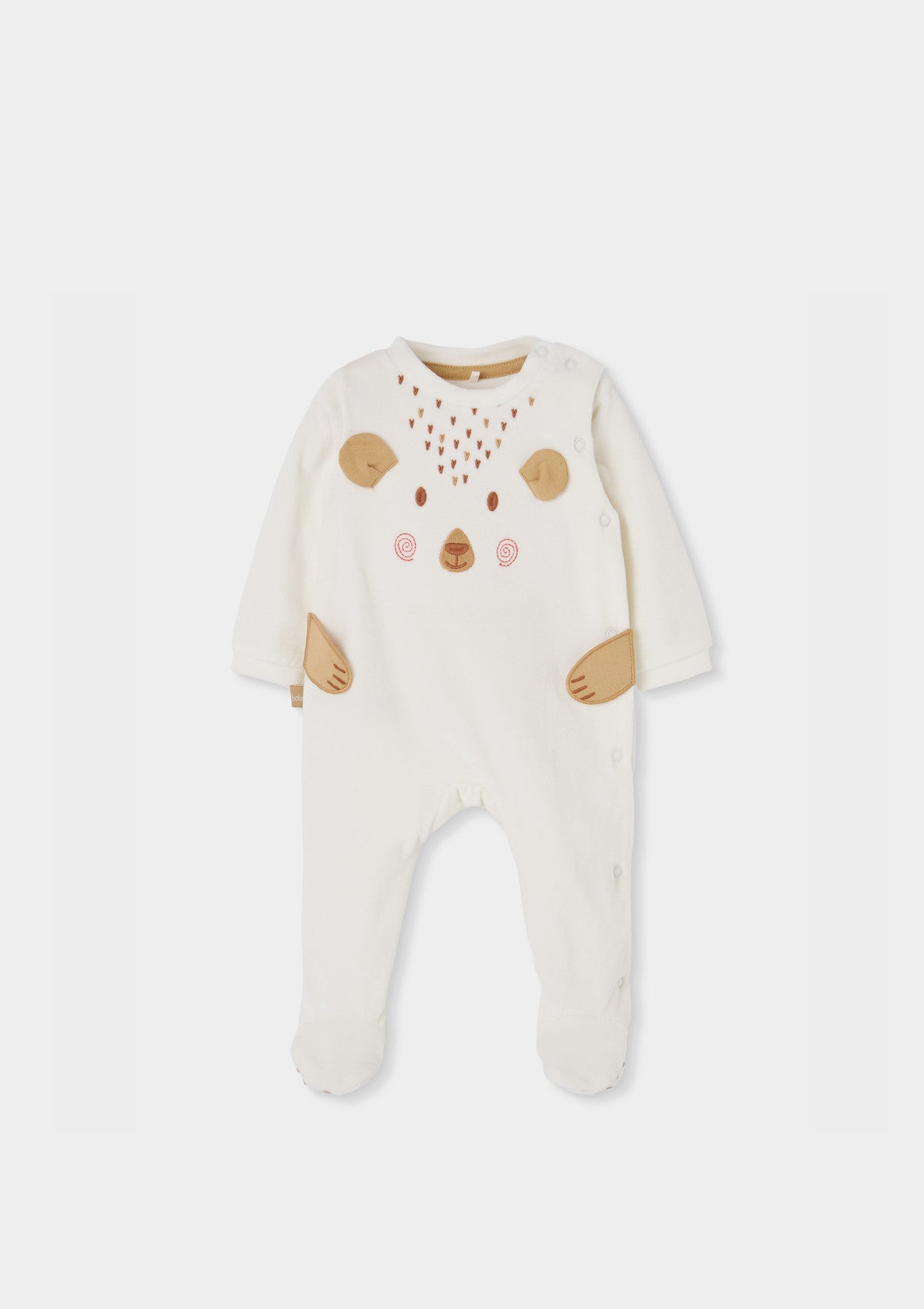 Babygrow branco com urso bordado - BOBOLI