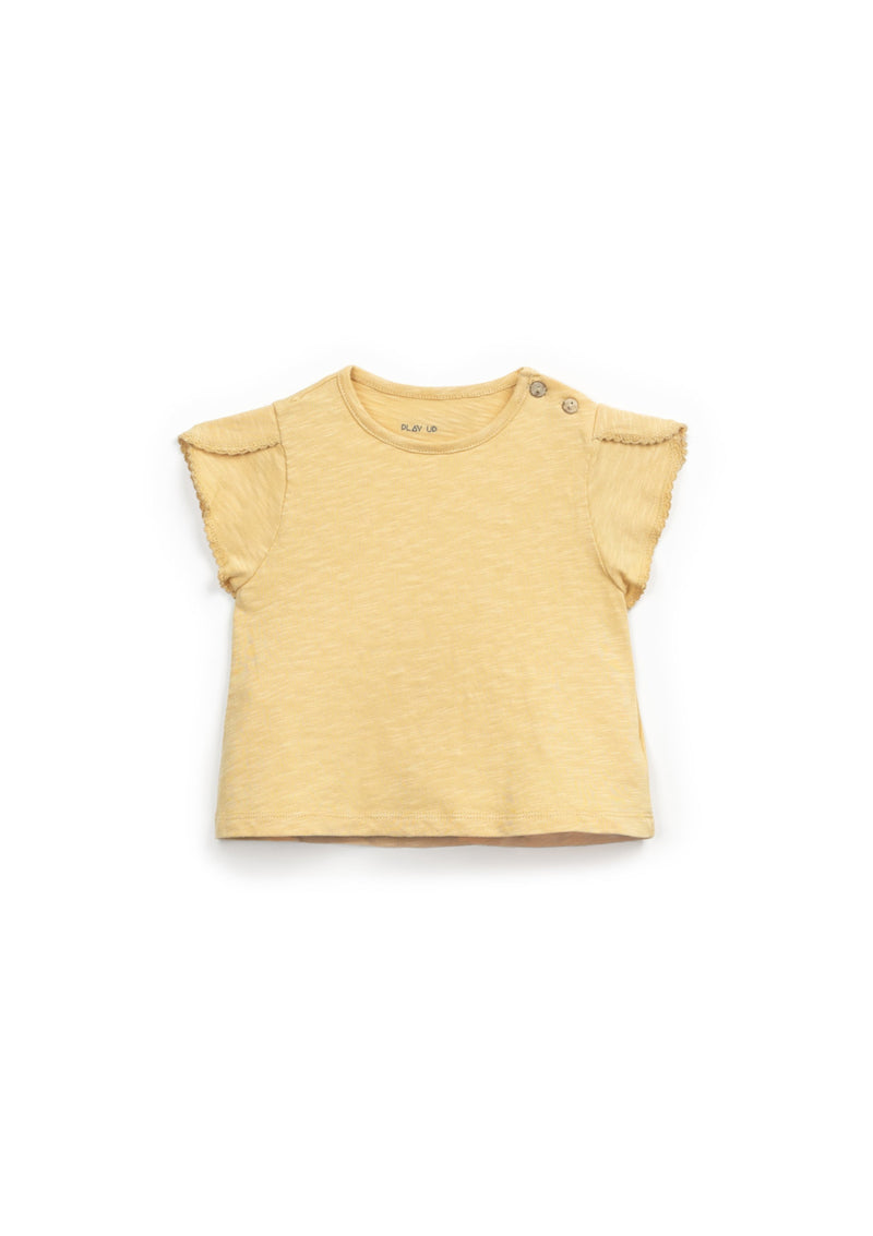 Organic cotton T-shirt with shoulder buttons | Textile Art - PLAYUP