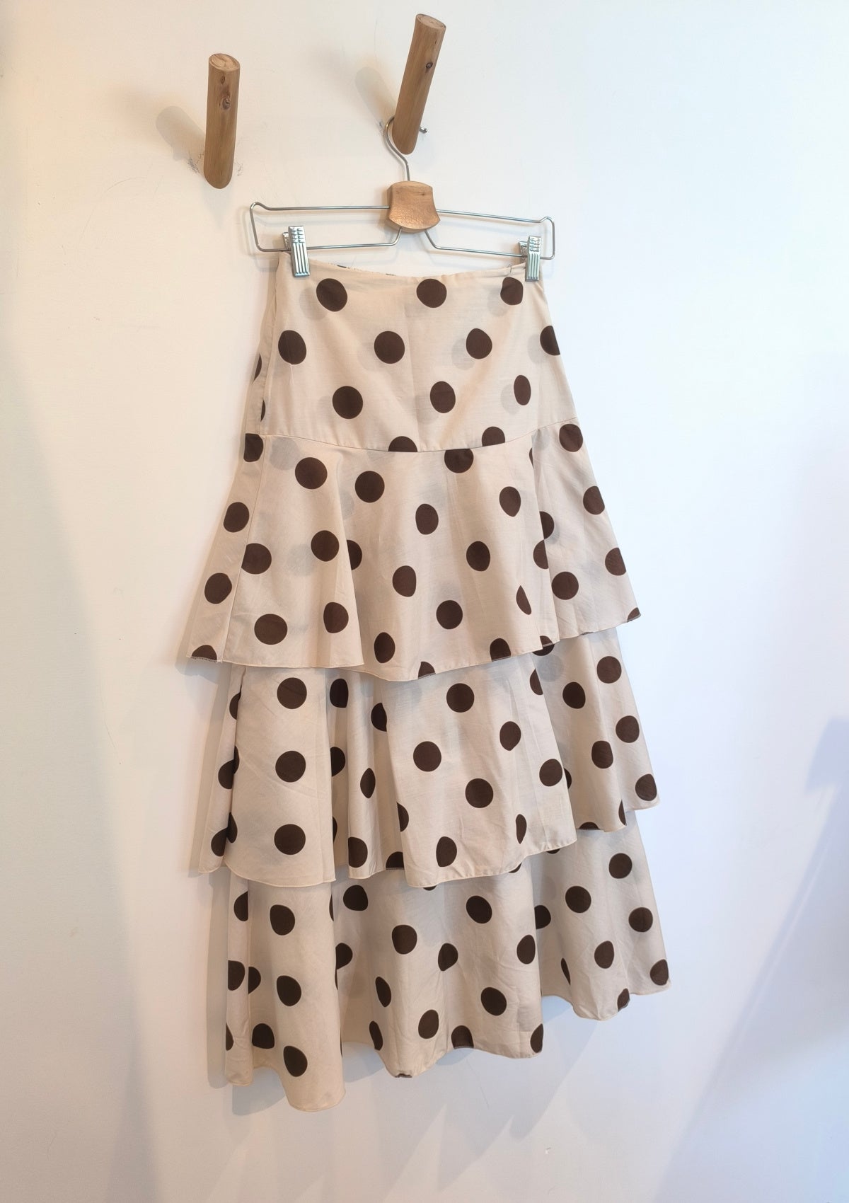 BEIGE AND BROWN POLKA DOT SKIRT - SAYBOHO