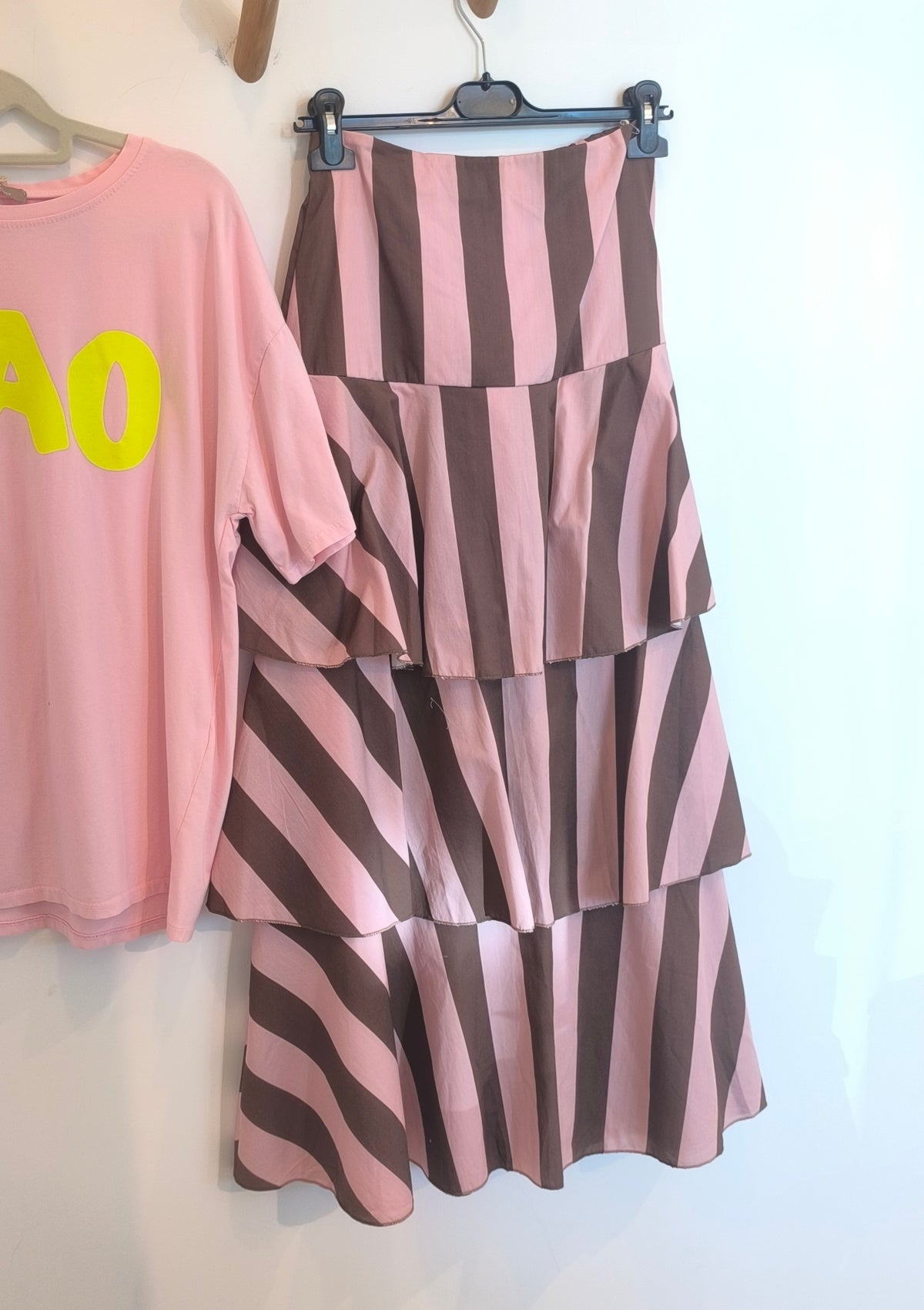 PINK AND BROWN RICH SKIRT - SAYBOHO