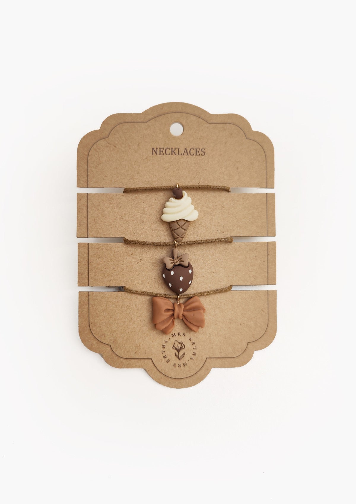 Pack de 3 Colares - Gelado + Morango + Laço - Mrs Ertha