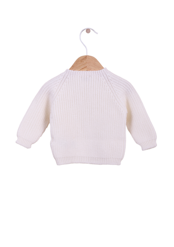 Chunky long-sleeved sweater knitted in merino wool | LITTLE SWEET LOVE - WEDOBLE