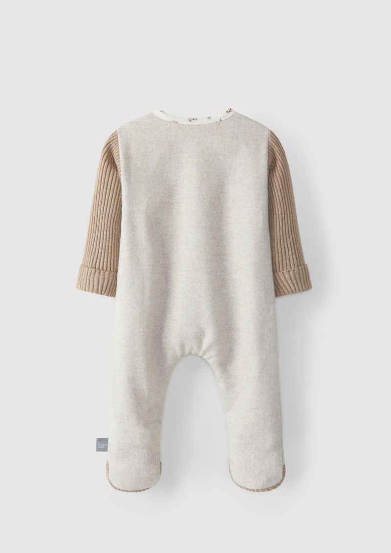 Herringbone jersey crossover babygrow - SNUG