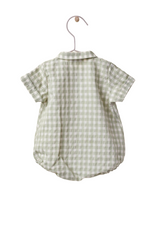 Short sleeved bodysuit in vichy plaid fabric | A GARDEN IN THE FOREST - WEDOBLE