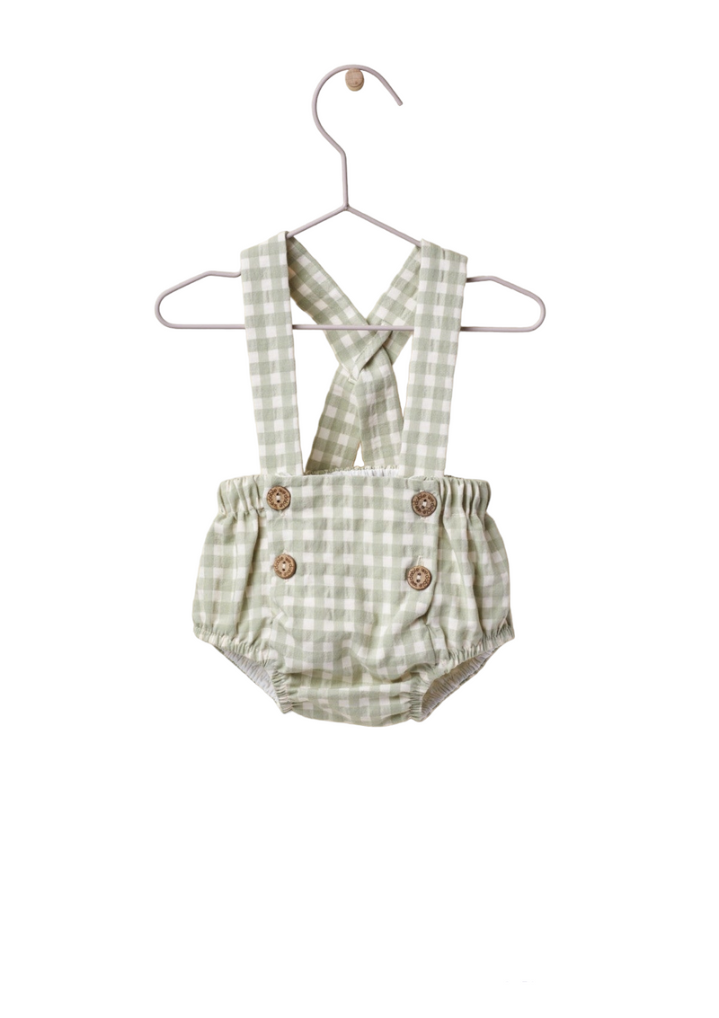 Shoulder straps shorts in vichy plaid fabric | A GARDEN IN THE FOREST - WEDOBLE