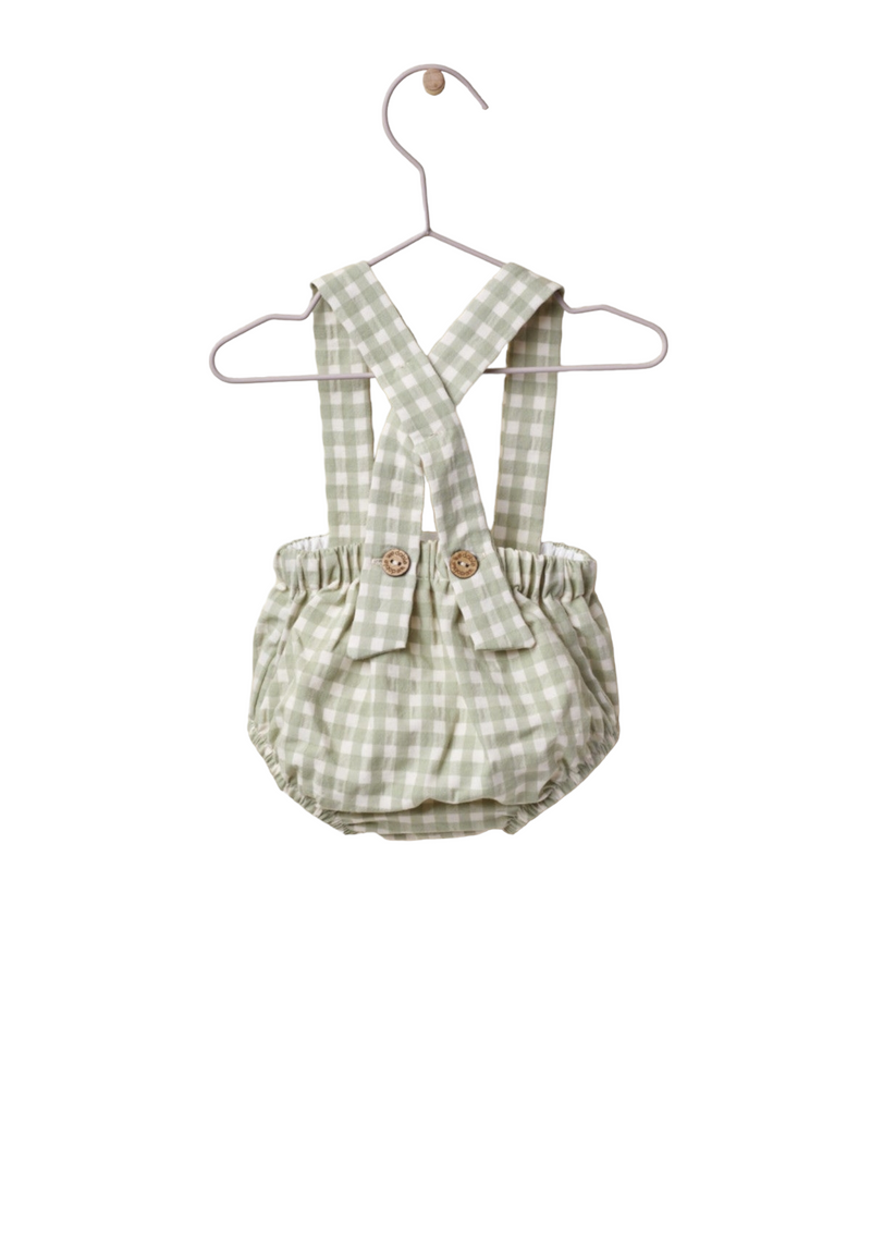 Shoulder straps shorts in vichy plaid fabric | A GARDEN IN THE FOREST - WEDOBLE