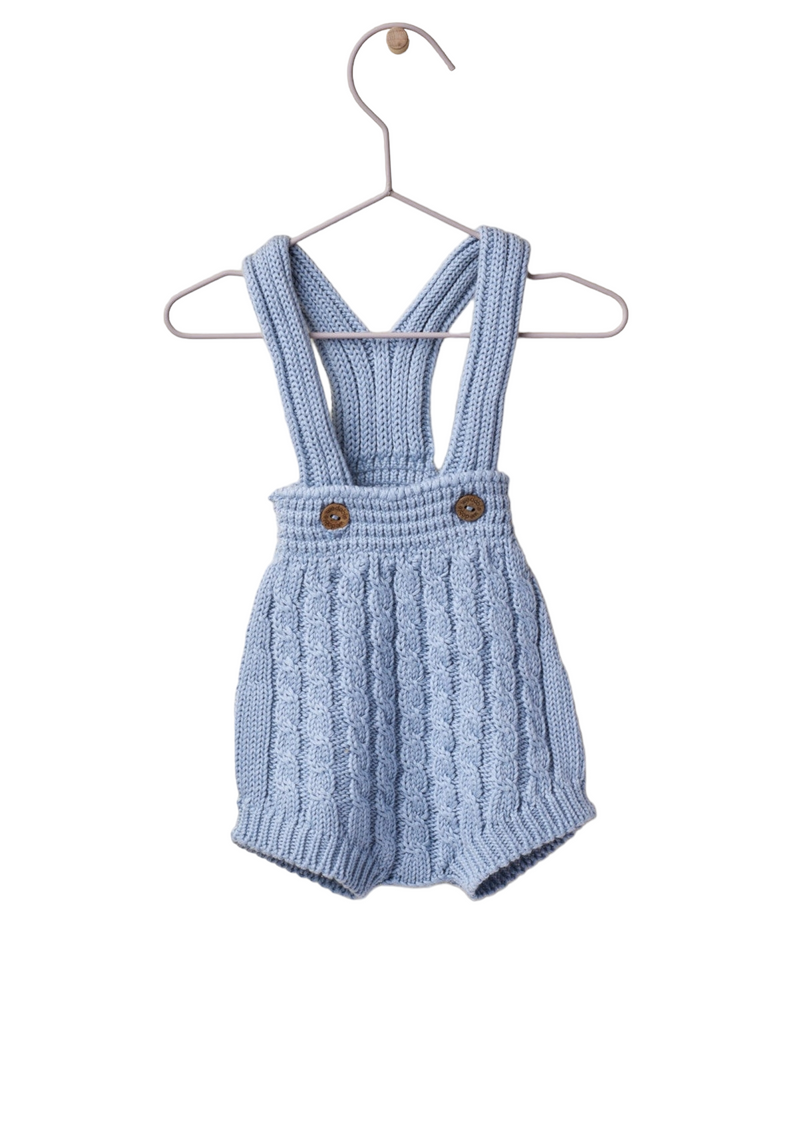 Shoulder straps shortie knitted in cotton with coconut buttons opening |  LITTLE LOVE - WEDOBLE