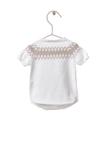 Short sleeved shortie knitted in organic cotton | LOVE - WEDOBLE