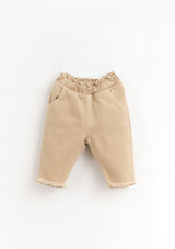 Serge trousers with frayed detail | Organic Care - PLAYUP